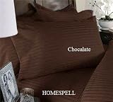 Homespell Egyptian Cotton 3 - Pc Duvet Cover 1000 Thread Count Sateen Stripe Chocalate (King).