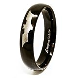 Blue Chip Unlimited - Unique 6mm Black Tungsten Carbide Ring with Silver Laser Etched Batman Design Wedding Ring Engagement Band Fashion Jewelry Size 8.5 (8 1/2)