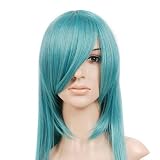 Teal Blue Green Medium Length Anime Cosplay Wig Costume
