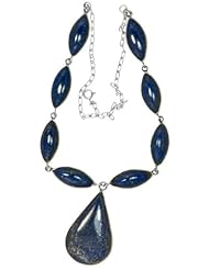 Sterling Silver Teardrop 9-Stone Lapis Pendant