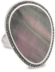 Judith Jack "Kauai" Sterling Silver, Marcasite and Mother of Pearl Ring