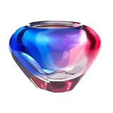 Hand Blown Purple & Blue Sommerso Art Glass Vase 6 tall