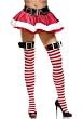 Christmas Stripe Thigh High Nylon Stocking With Belt Buckle Top