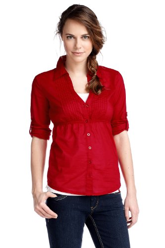edc by ESPRIT Damen Bluse 022CC1F001, Gr. 34 (XS), Rot (strawberry red 622) Preisvergleich