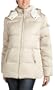 Liz Claiborne Women's Short Down Hooded Jacket,Pearl,Large