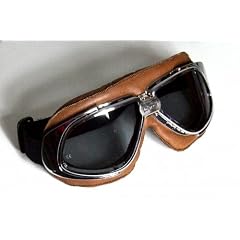 Motorradbrille Classic, ECHT LEDER, braun mit Smoke-get�nten Gl�sern