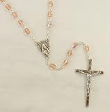 Pack of 4 Peach Iridescent Crystal Beaded 21 Rosaries #34810