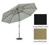 11' Deluxe Crank Tilt Patio Market Umbrella - Champagne: Black