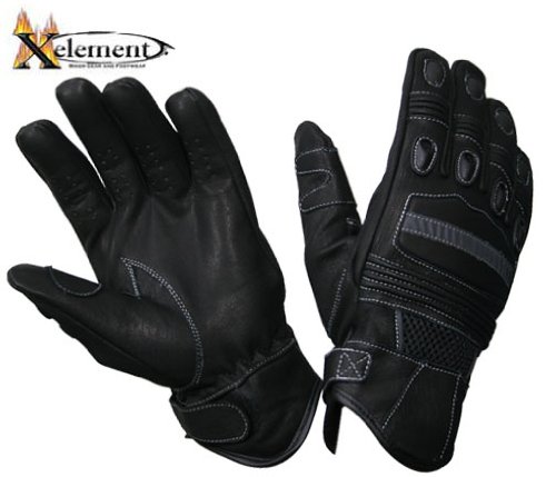Xelement Advanced Motorcycle Gloves With Reflective Knuckle Guards - Size : Small