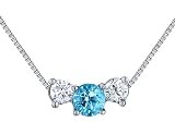 Blue Topaz Necklace with Diamonds 3/5 Carat (ctw) Necklace in 14K White Gold with Chain