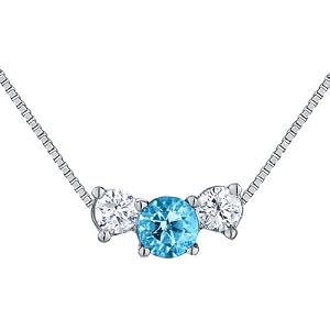 Blue Topaz Necklace with Diamonds 3 5 Carat (ctw) Necklace in 14K White Gold... by