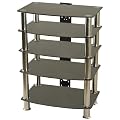 Portability GTS6BC GTS6BC 600mm AV Rack with 4-5 Black Glass Shelves & Chrome Legs