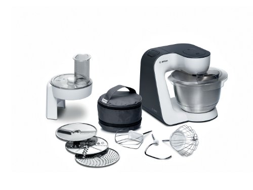 Bosch MUM52110 K&uuml;chenmaschine Styline / 700 Watt / Edelstahl-R&uuml;hrsch&uuml;ssel / Durchlaufschnitzler / Knethaken Metall / R&uuml;hr-/Schlagbesen