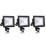 卓仕朗 人感センサー付・防雨形LED投光器 30W 投光器 2400-2700LM 広角 防水 作業灯 広角照射120°電球色 3個