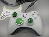 Wired Xbox 360 Controller with Green and Blue Accessories