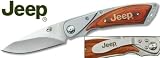 Jeep Folding Knife with Wood Overlay Handle and Stainless Steel Blade - Nice Hunting / Camping Knife