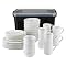 Basketweave Dinnerware Set Service for 8 in Storage Crate