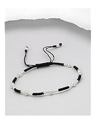 Cotton Waxed Thread Bracelet In Sterling Silver