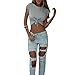 EFINNY Women Summer Tie Front Short Sleeve Tank Tees Daw Navel Round Neck Crop Top