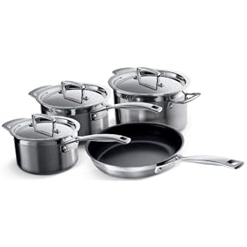 Le Creuset 3-Ply Stainless Steel Cookware Set, 4 Piece