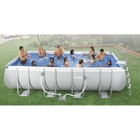 18' x 9' x 52 Rectangular Ultra Frame Pool Set (with Filter Pump, Saltwater System, Ladder, Ground... by Intex