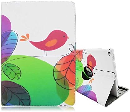Shenchong iPad Pro Rotating Case, Fashion Luxury Floral Premium Vegan Leather 360 Degree Swivel Stand Magnetic Smart Cover for Apple iPad Pro 12.9 Inch Tablet Auto Sleep/Wake, Red Bird