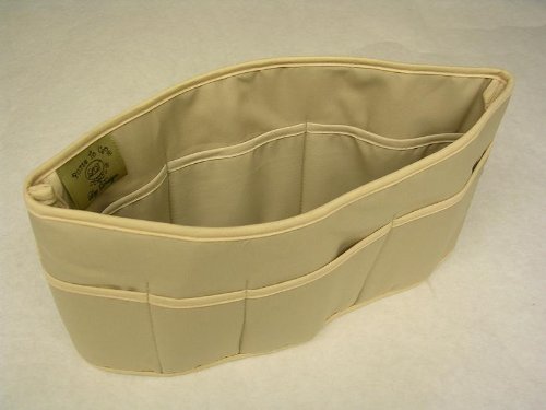 Purse To Go® purse organizer insert transfer liner-ENCLOSED BOTTOM- BUCKET TYPE- Large size (12″L x 6″H x 3.5″W) (PP-Tan)