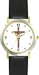 Jesus Christ on Cross or Crucifix Christian Theme - WATCHBUDDY&reg; DELUXE TWO-TONE THEME WATCH - Arabic Numbers - Black Leather Strap-Children's Size-Small ( Boy's Size & Girl's Size )