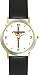 Jesus Christ on Cross or Crucifix Christian Theme - WATCHBUDDY&Acirc;&reg; DELUXE TWO-TONE THEME WATCH - Arabic Numbers - Black Leather Strap-Size-Large ( Men's Size or Jumbo Women's Size )