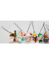 Wireless: 6 pc Anime One Piece Luffy Zorro Sanji Chopper Nicole Nami Cell Phone Charm Strap Set