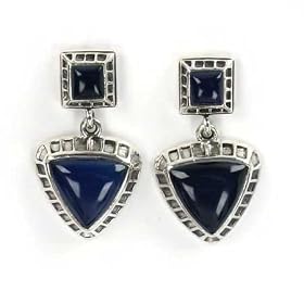 Barse Blue Agate Sterling Silver Post Earrings by Barse