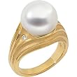 18K Yellow Gold Paspaley South Sea Cultured Fine Button Pearl and Diamond Ring - 12.00mm