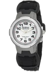 Armitron Unisex 256347BLK Easy to Read Instalite Black Nylon Velcro Strap Sport Watch