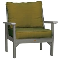 Hot Sale Highwood Pocono Deep Seating Armchair, Coastal Teak with Sunbrella Dupione Palm Cushions