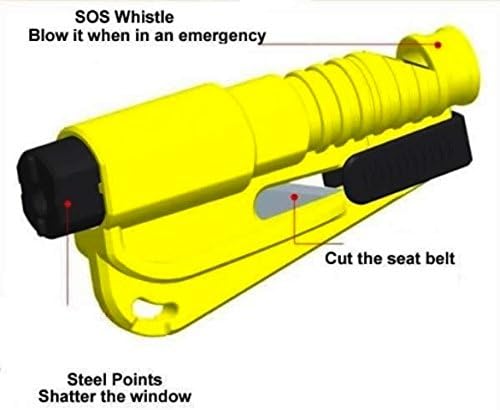 Total Security VT 3-in-1 Self Rescue Emergency Tools, Whistle Blower, Seat Belt Cutter & Car Window Breaker - Lightweight & Portable Life-saving Preparedness Tool + FREE PDF - Assist Passengers & Motorists who are in Danger Situations