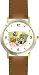 Skeleton Watching Television (tv) - Watchbuddy® Deluxe Two-tone Theme Watch - Arabic Numbers - Brown Leather Strap-size-large ( Men