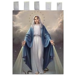 Church Banner - Our Lady of Grace - Cotton Canvas with Archival Inks and UV Coating - Border Rings for Rod Hanging. Print Size 24"x36"