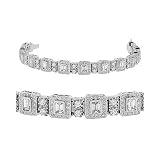 Diamond Bracelet - Emerald Cut / Round 18k White Gold Diamond Tennis Bracelet