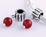 Dangle 925 Sterling Silver Charm with Red Cz July Birthstone Pandora, Biagi, Chamilia, Troll and More Bracelets