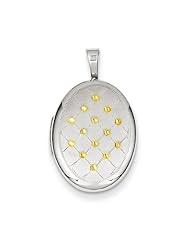 Sterling Silver Gold-plated Quilt Pattern 16mm Oval Locket