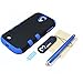 Galaxy S4 Case, MagicMobile Hybrid Impact Shockproof Cover Hard Armor Shell and Soft Silicone Skin Layer [ Black - Blue ] with Screen Protector and Stylus