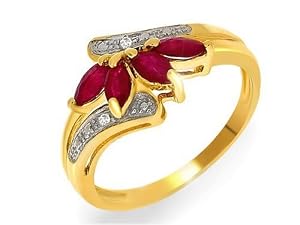 Bague - 181R3369 - 02/9AM - M - Femme - Or jaune (9 carats) 2.15 Gr - Rubis - Diamant 0.12 Cts - T 53