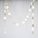 Chloe Elizabeth Circle Dots Paper Party Garland Streamer Backdrop (10 Feet Long) - White, Gold Glitter