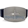 Designer Cross Plaque Iced Out Silver Hip Hop Belt Buckle