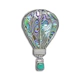Sterling Silver Paua Shell, Mother-of-Pearl and Turquoise Hot Air Balloon Pin-Pendant by Sajen