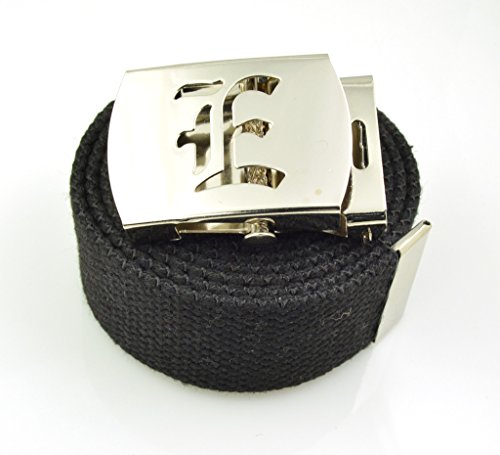 BodyJewelryOnlineOld English Initial"E" Canvas Military Web Belt & Silver Buckle 60 Inch