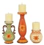 Set of 6 Mixed Finial Floral Design Pillar Candle Holders