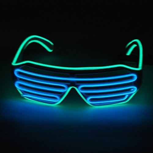 SYDT Emazing Lights 2-Color EL Wire Neon LED Light Party DJ Up Bright Shutter Shaped Glasses(Green+Blue)