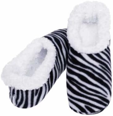 Snoozies Ladies Animal Print Slippers Cosy Foot Coverings Zebra Small UK 3 - 4