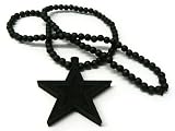 Black Wooden Dallas Cowboys Pendant With a 36 Inch Beaded Necklace Chain Good Quality